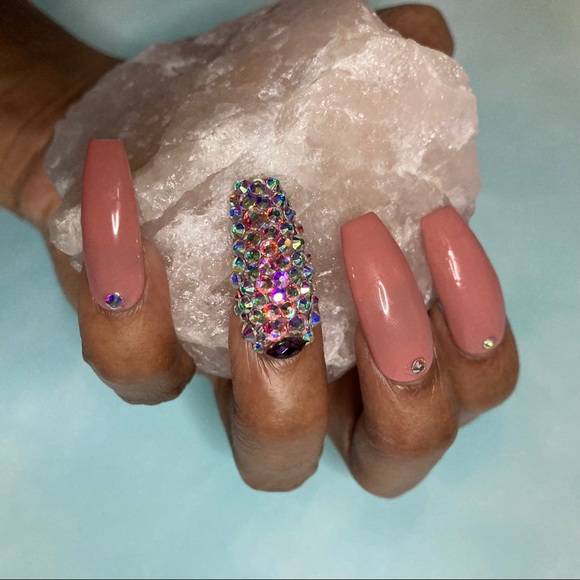 Handmade Pink and mauve nail set- press-on nails - Picture 1 of 4